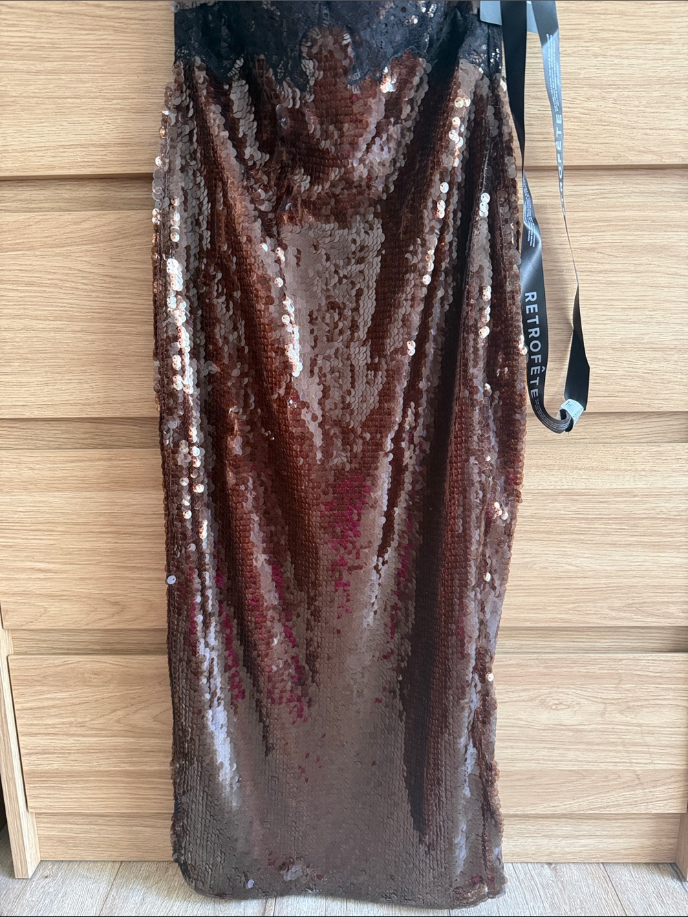 Retrofete Black and Brown Sequin Slip Dress - Picture 2 of 3